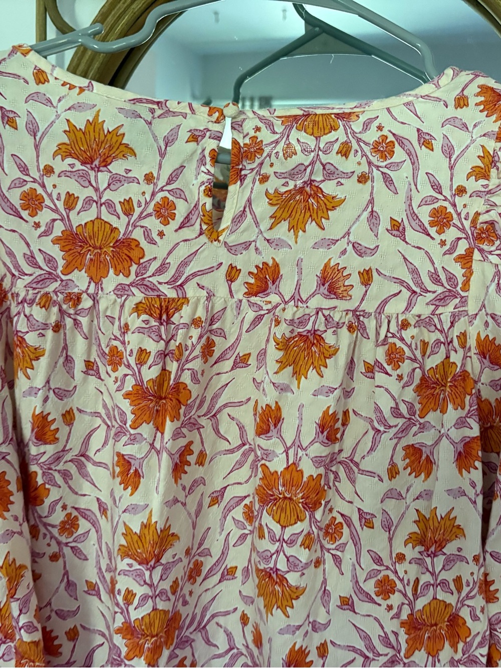 Cream Floral Long-Sleeve Peasant Top - Universal Thread - Picture 2 of 3
